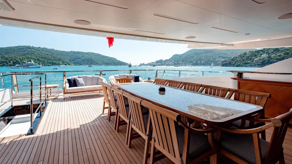 lady lena yacht charter upper deck aft dining