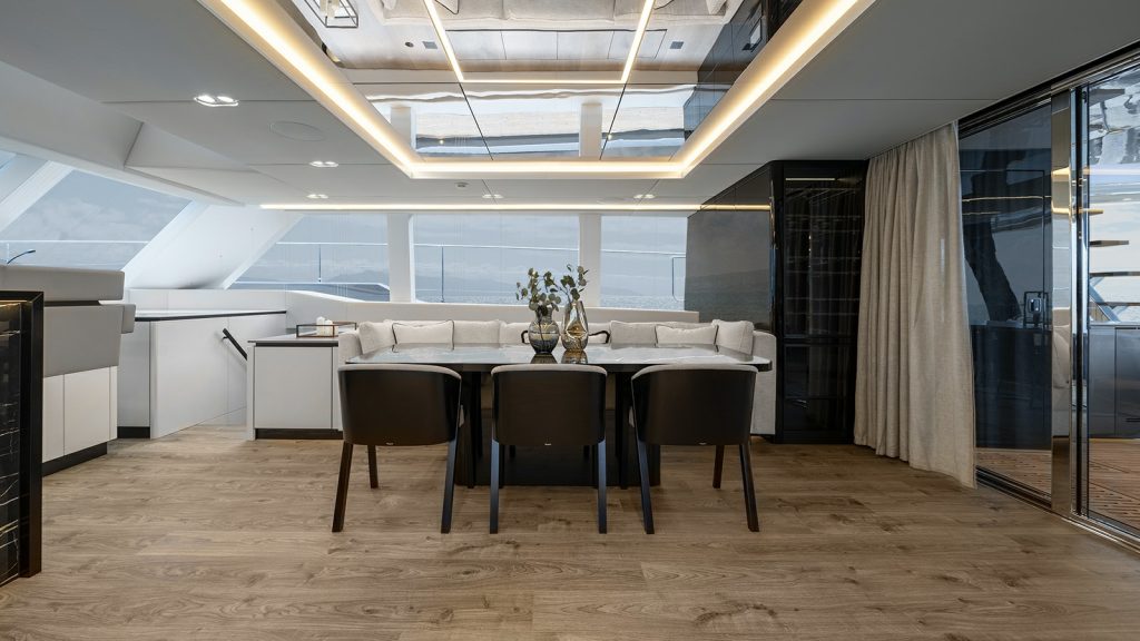 amileo catamaran yacht dining area