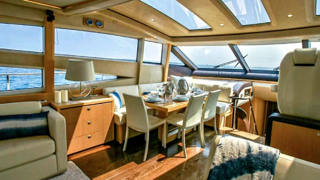 gitana ii yacht charter indoor dining area