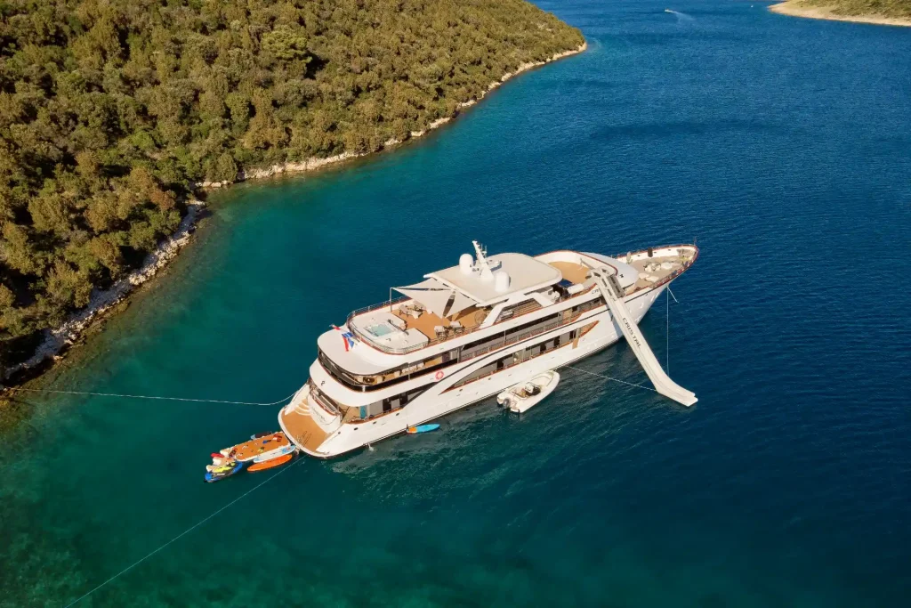 cristal yacht charter aerial view