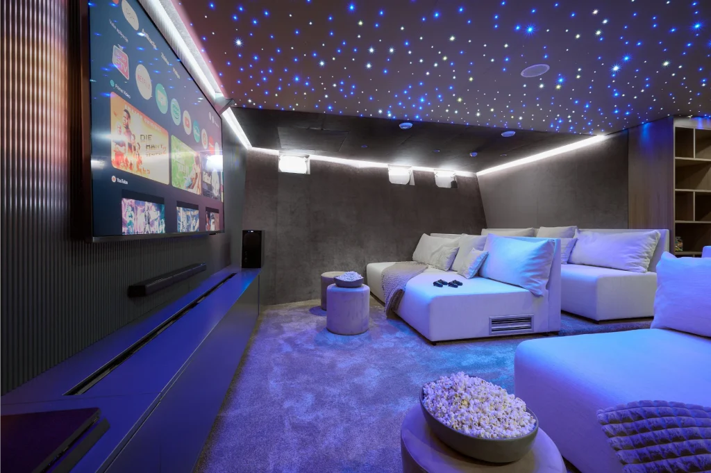 cristal yacht charter cinema room lower deck