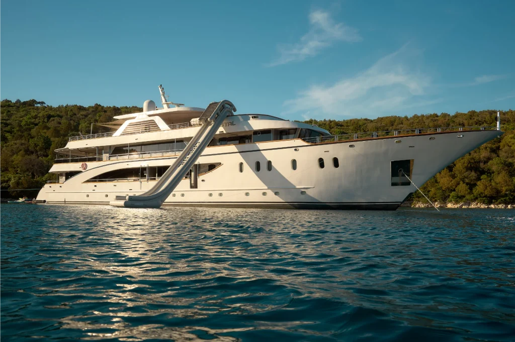 cristal yacht charter front starboard