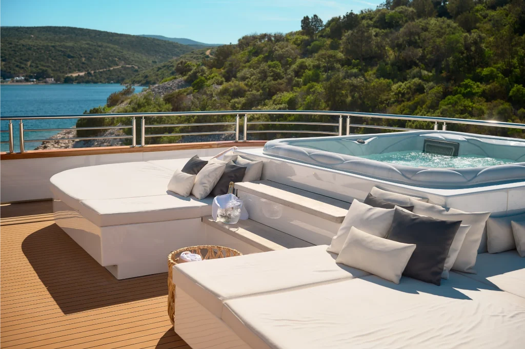 cristal yacht charter jacuzzi area