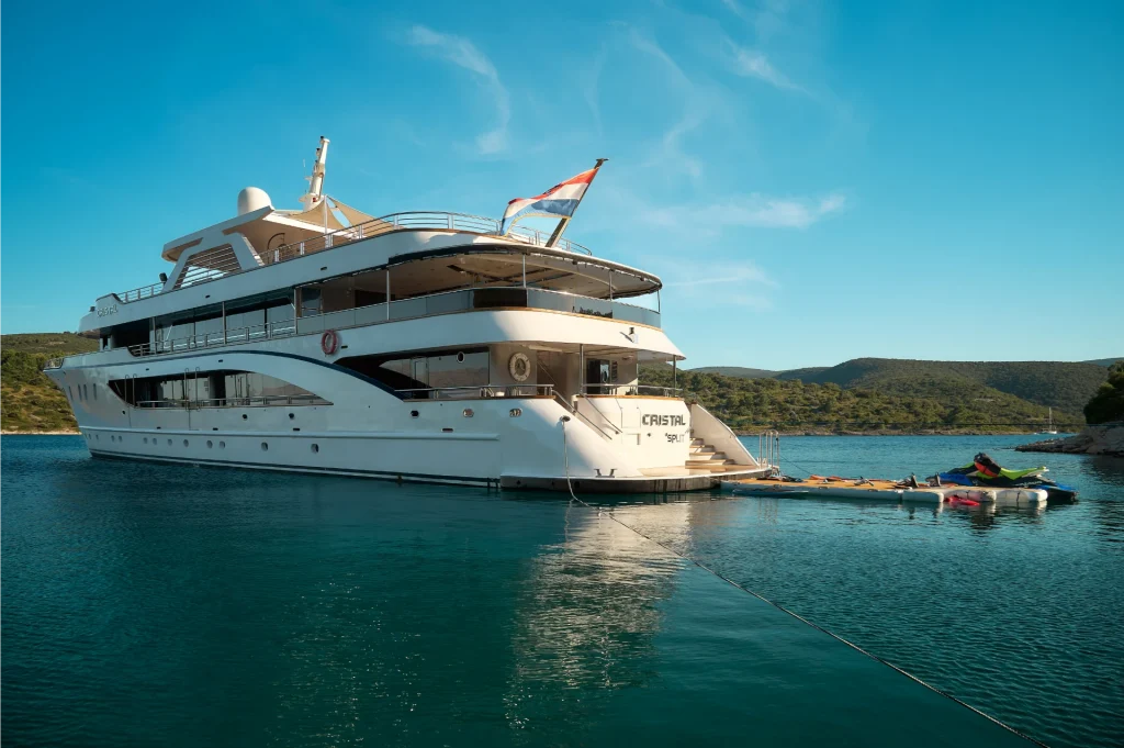 cristal yacht charter port rear view