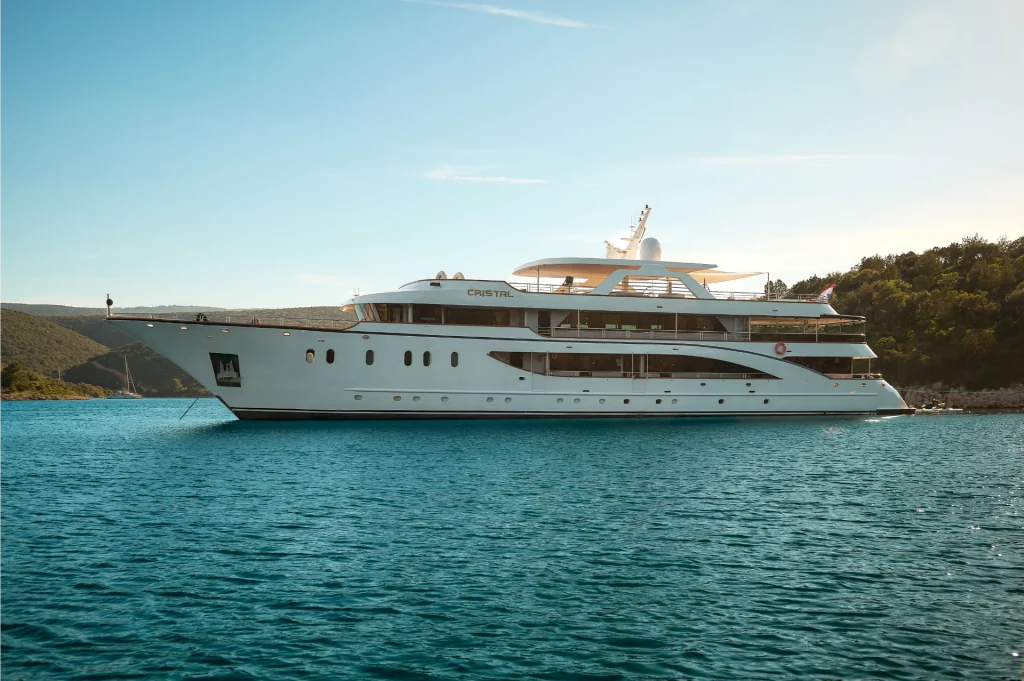 cristal yacht charter port side view