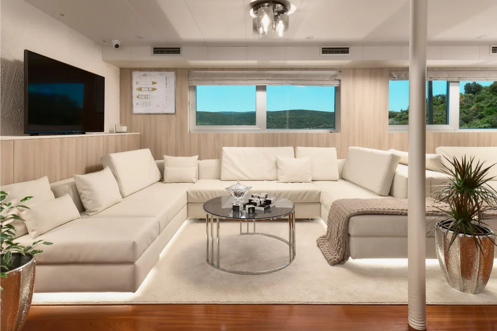 cristal yacht charter salon area