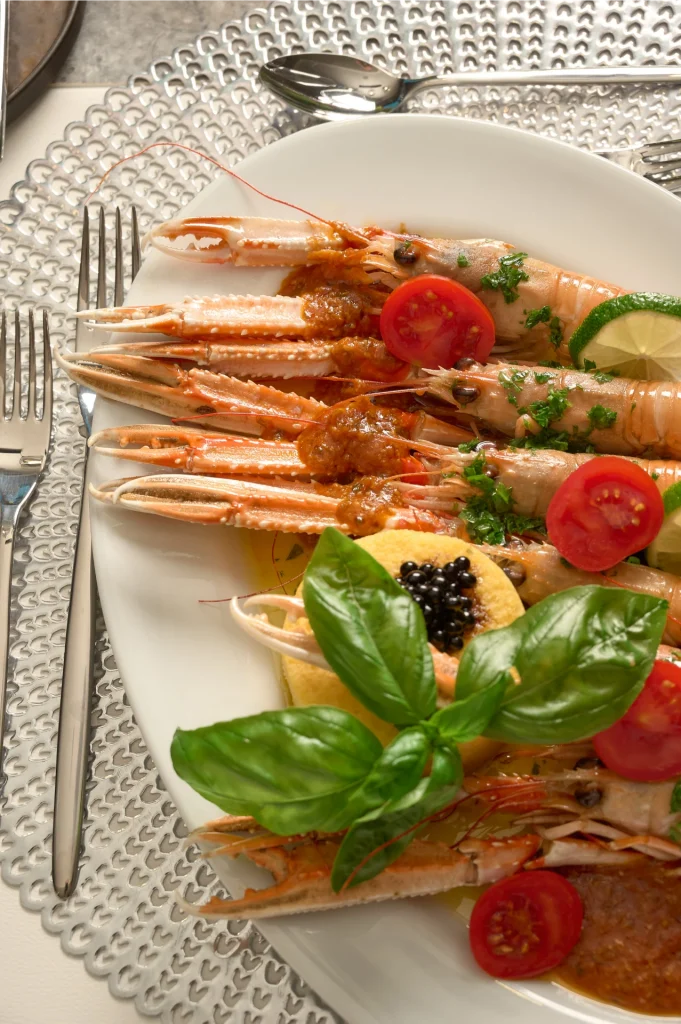 cristal yacht charter seafood meal