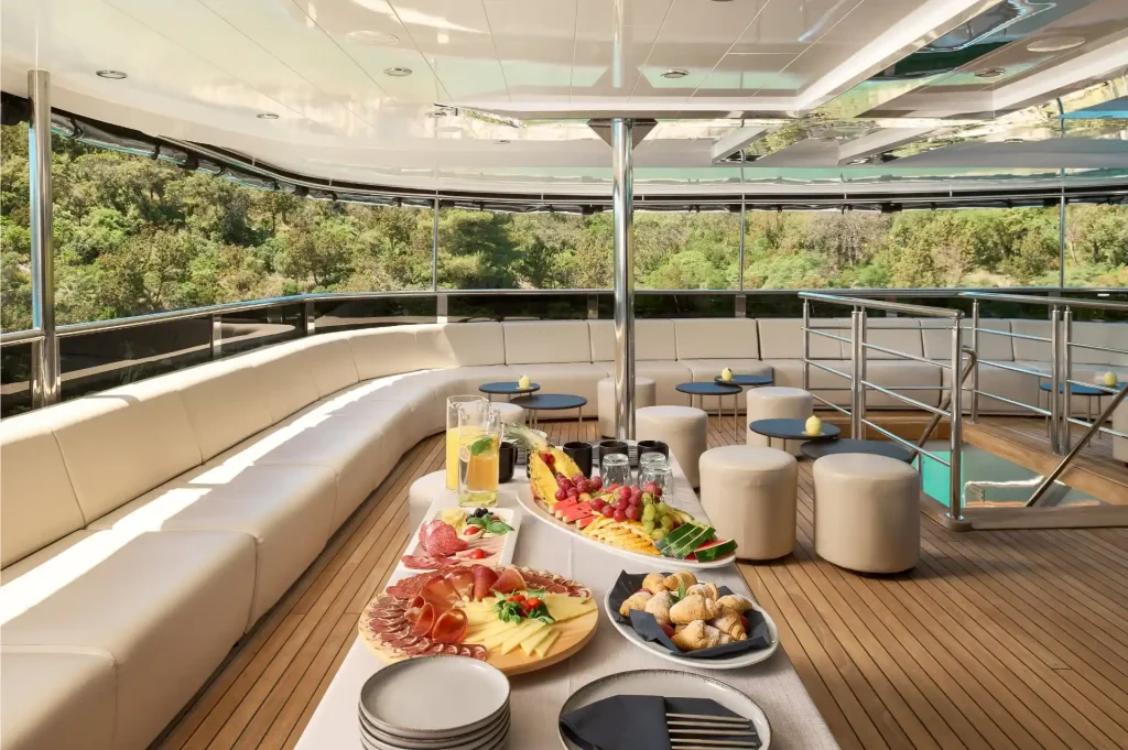 cristal yacht charter starboard side bridge deck