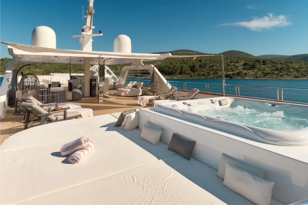 cristal yacht charter sunbathing area