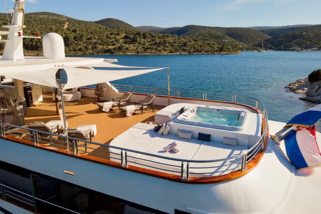 cristal yacht charter sundeck aerial view