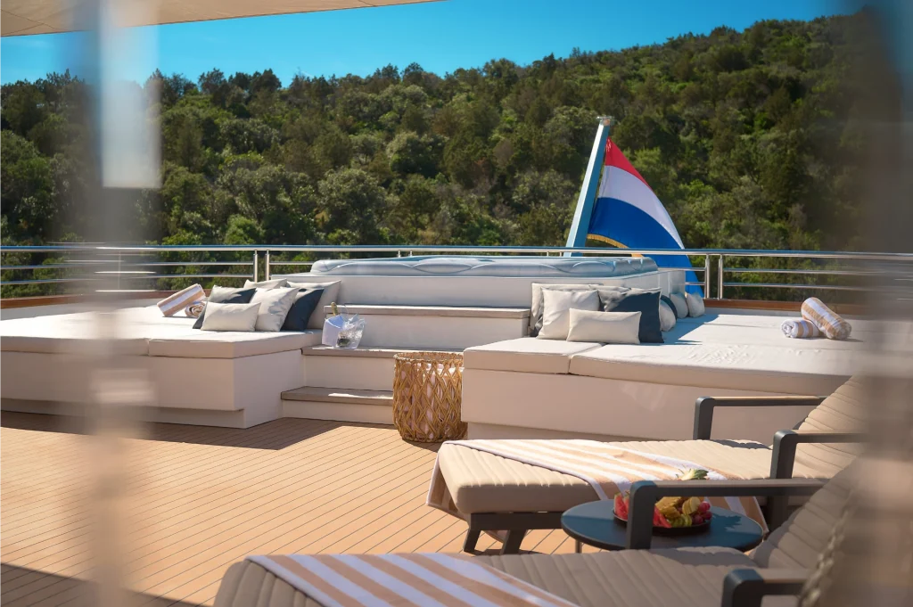 cristal yacht charter sundeck aft view