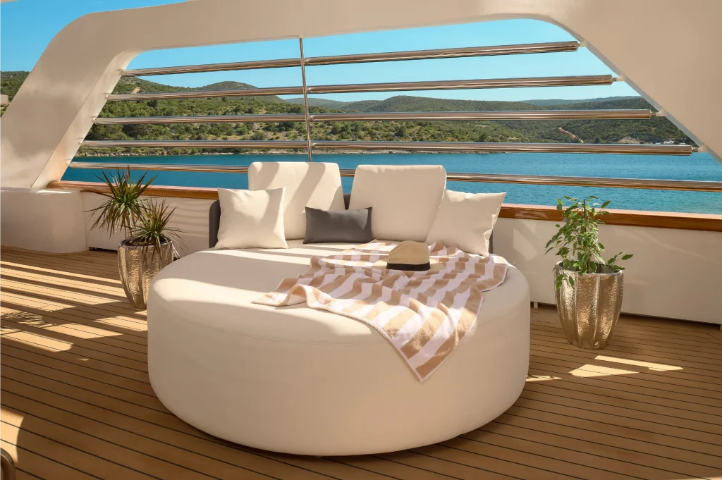 cristal yacht charter sundeck sofa bed