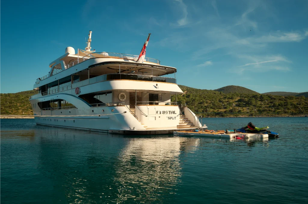 cristal yacht charter with water toys out