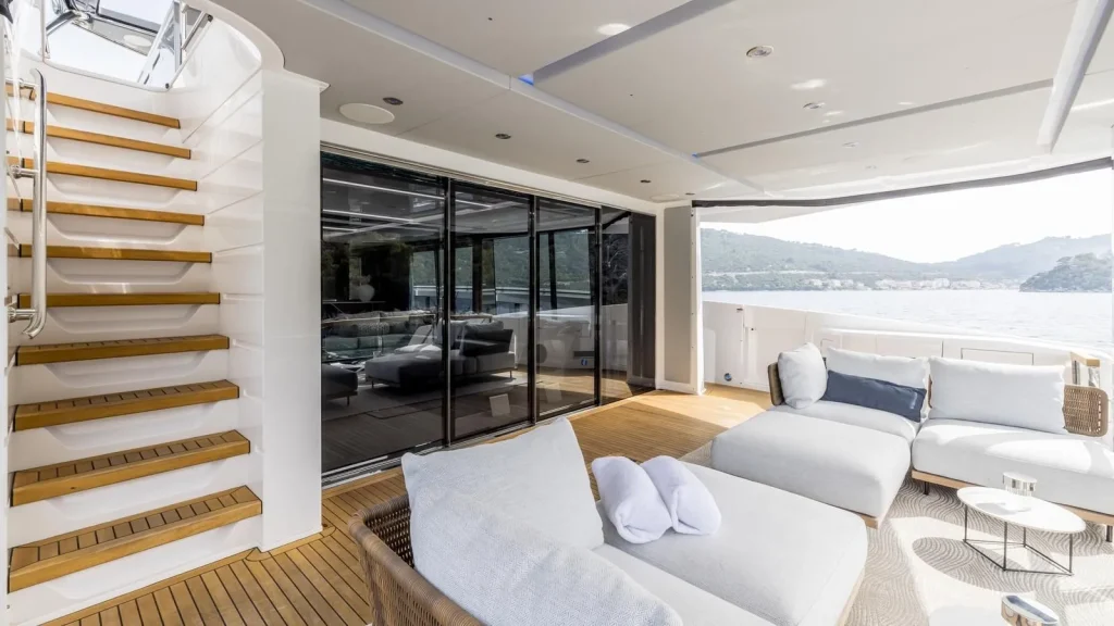 exit yacht charter aft deck stairway