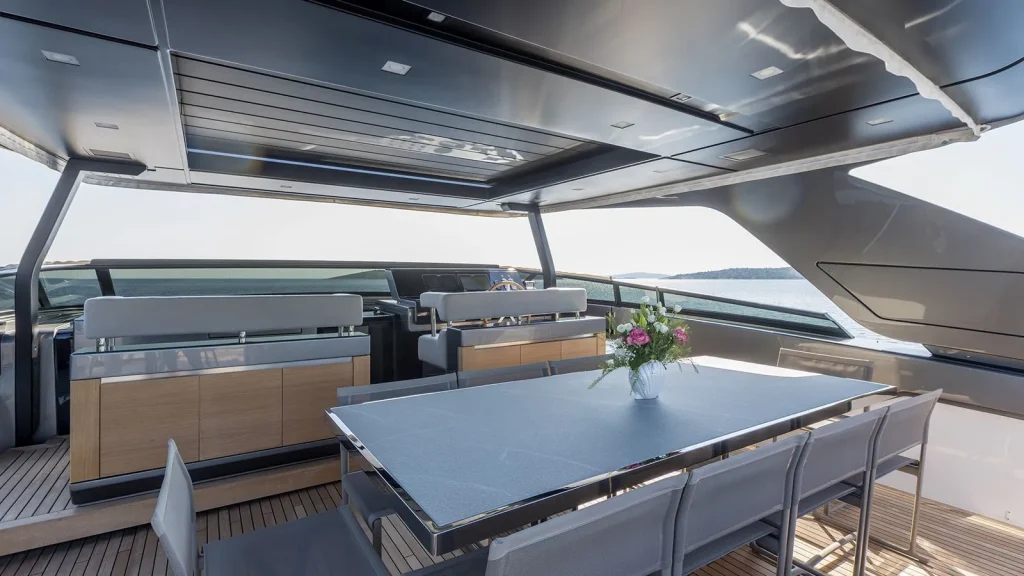 jicj yacht charter flybridge dining area