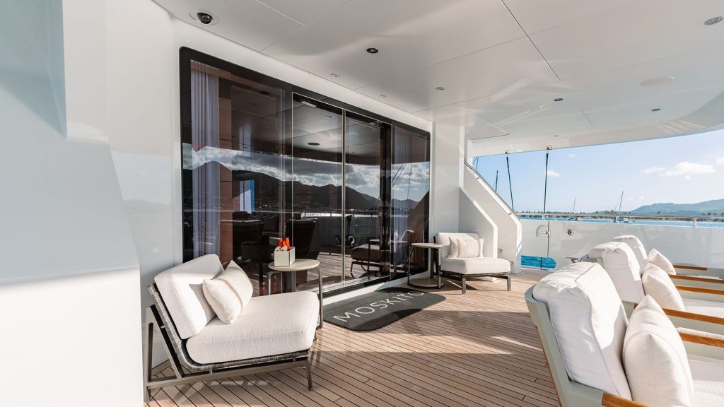 moskito yacht charter main deck aft glass door