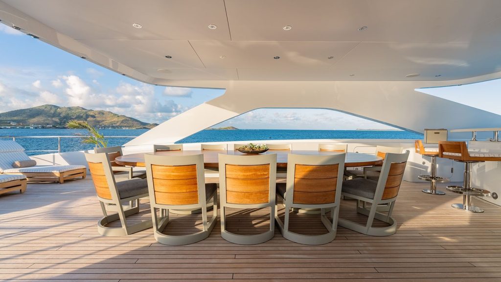 moskito yacht charter sundeck dining