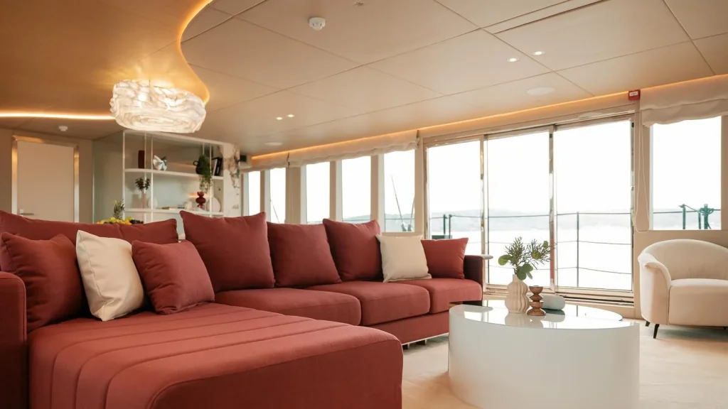 reposado yacht charter salon sofa