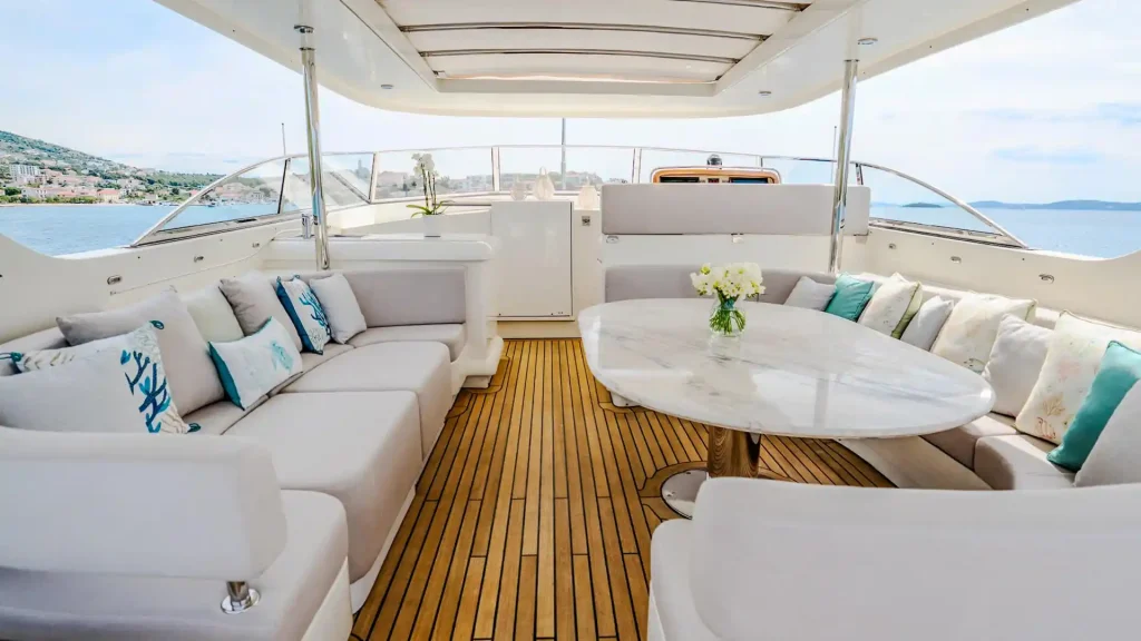 dream yacht charter flybridge lounge dining
