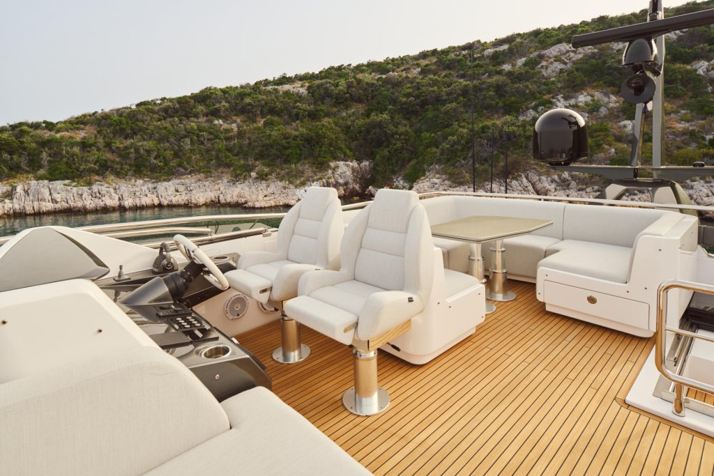 myne yacht charter flybridge helm