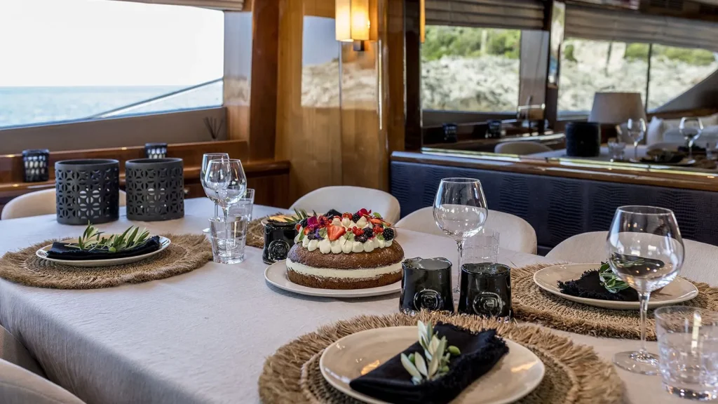 experience yacht charter dining setup