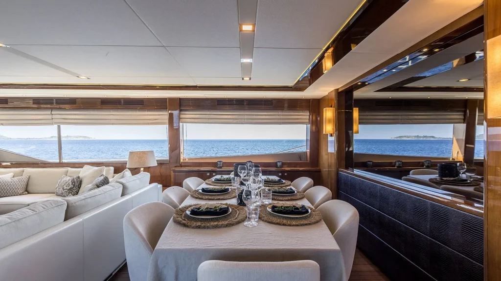 experience yacht charter dining table