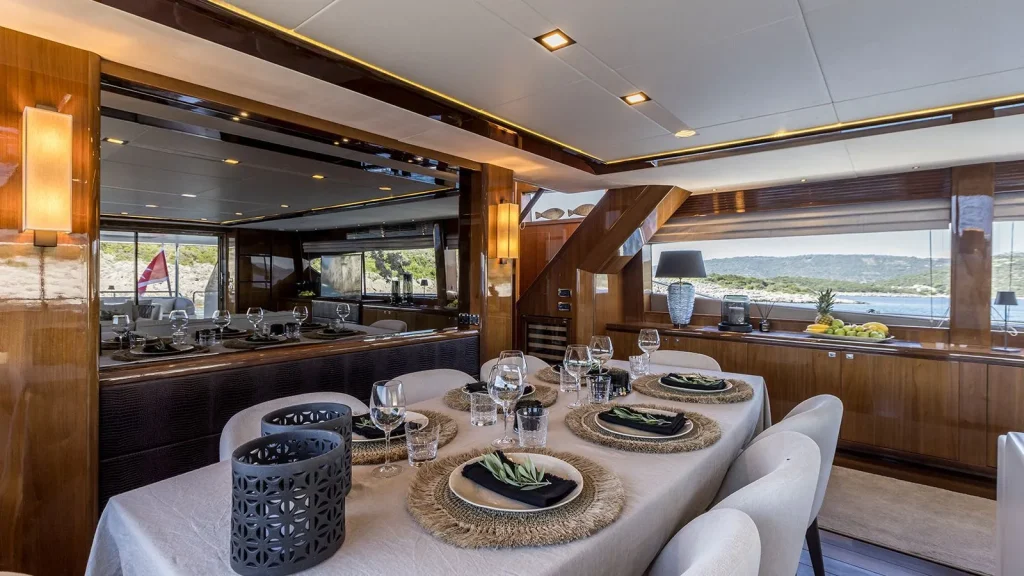 experience yacht charter dining table for