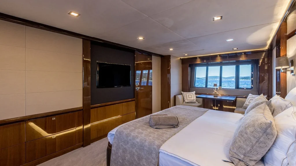 experience yacht charter master suite tv