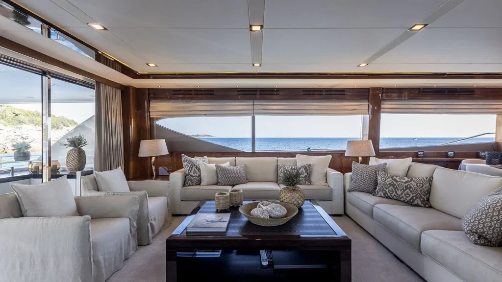 experience yacht charter salon seating area
