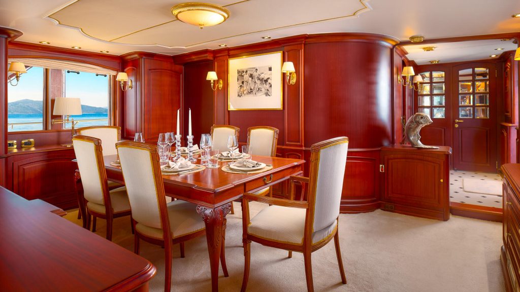 to je to yacht charter indoor dining table
