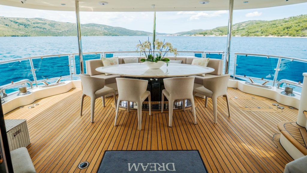 Dream yacht charter aft dining area view