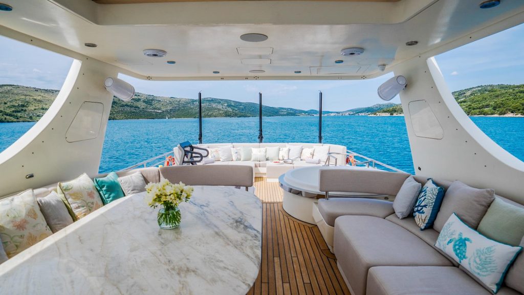 Dream yacht charter flybridge lounge view