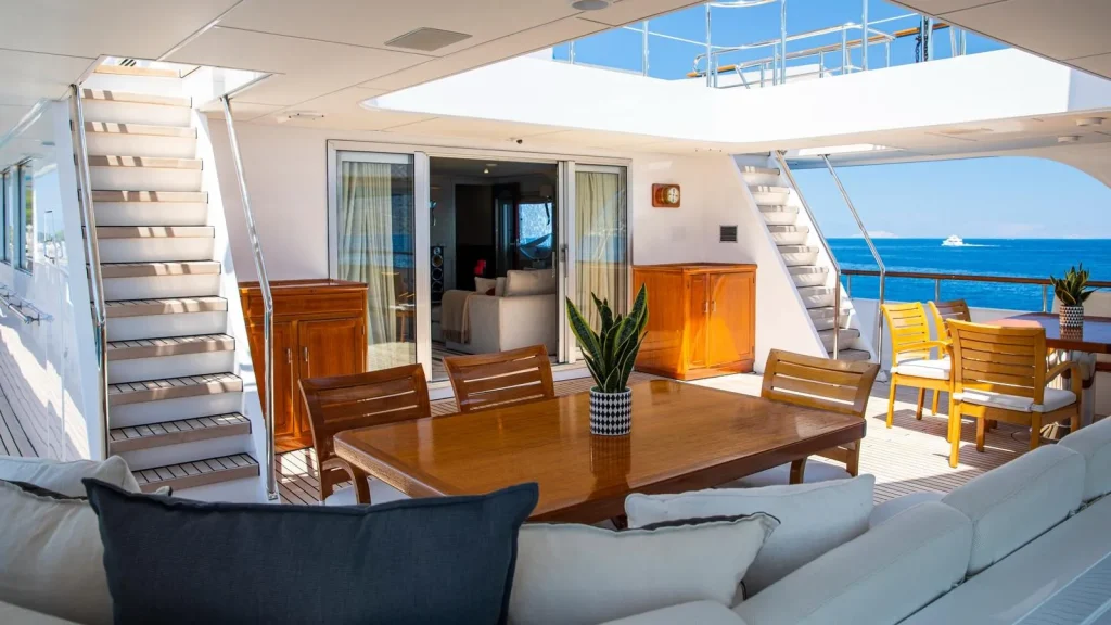 victory yacht charter bridge deck lounge