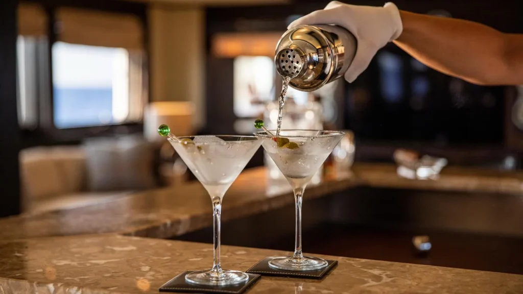 victory yacht charter main salon bar drinks