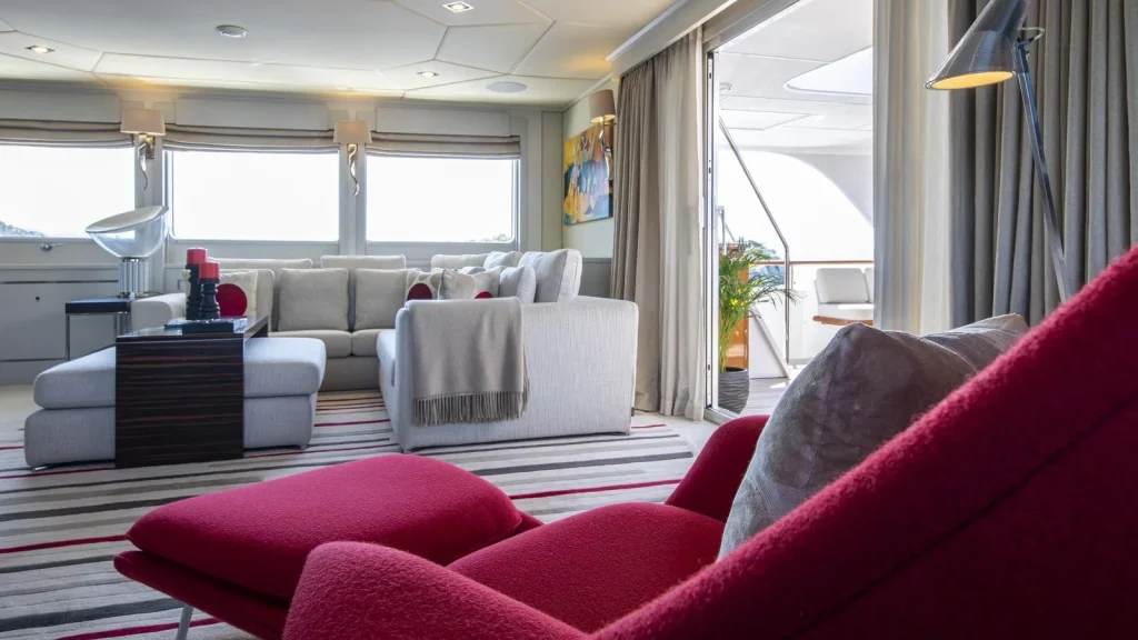 victory yacht charter sky lounge sofas