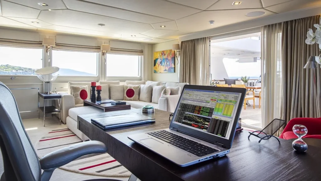 victory yacht charter sky lounge work desk