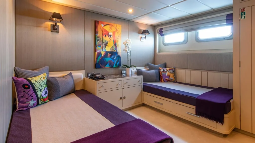 victory yacht charter twin cabin starboard side