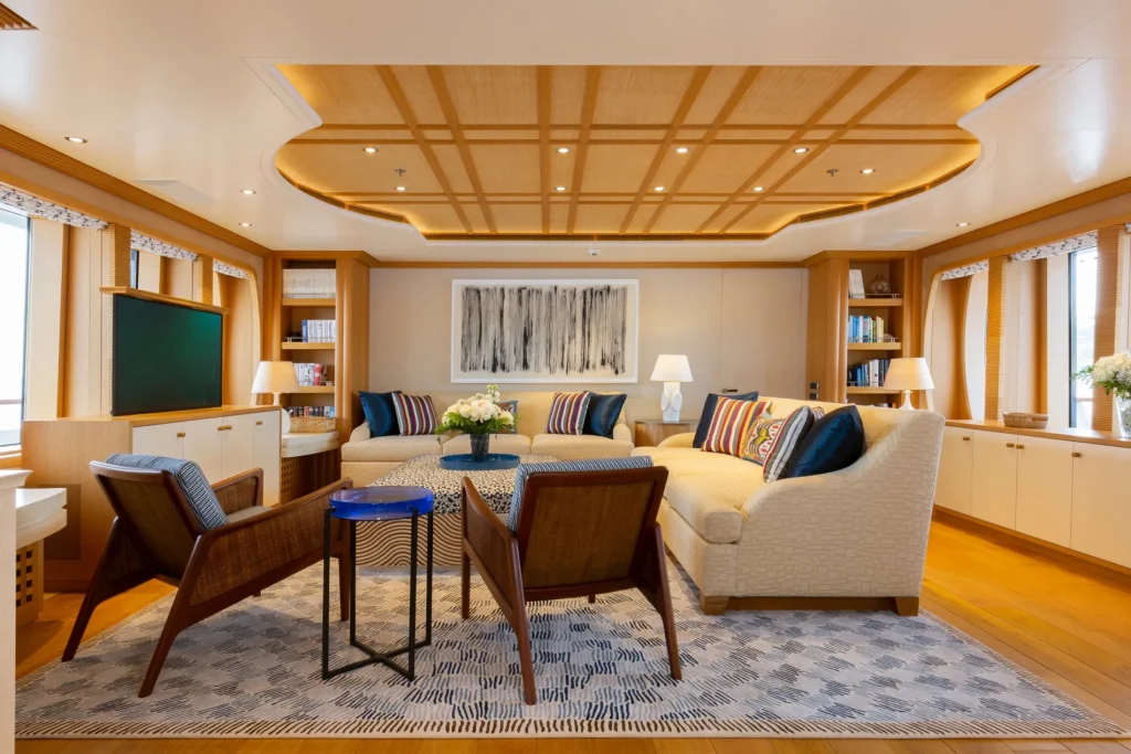 adventure yacht charter main salon tv area
